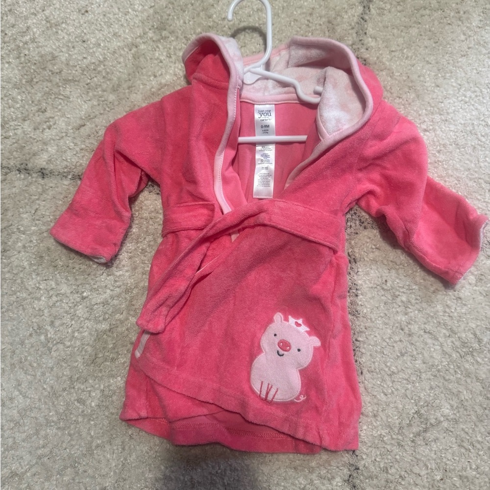 Carter's Pink Kids Pajama Robe with Cute Pig Design